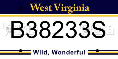 B38233S West Virginia License Plate