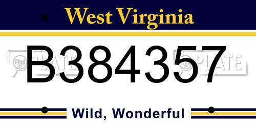 B384357 West Virginia License Plate