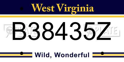 B38435Z West Virginia License Plate