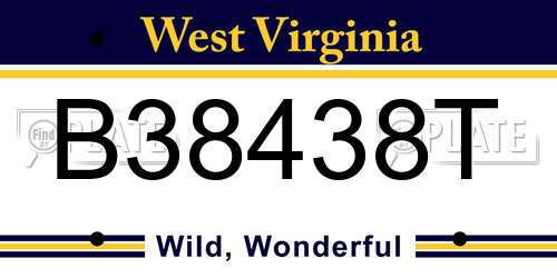B38438T West Virginia License Plate