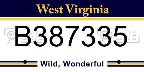 B387335 West Virginia License Plate