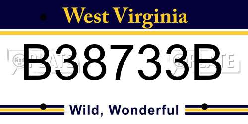 B38733B West Virginia License Plate