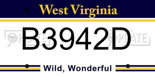 B3942D West Virginia License Plate