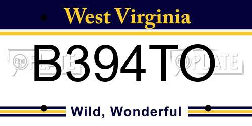 B394TO West Virginia License Plate