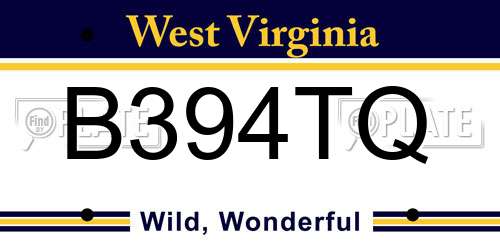 B394TQ West Virginia License Plate
