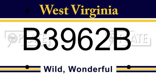 B3962B West Virginia License Plate