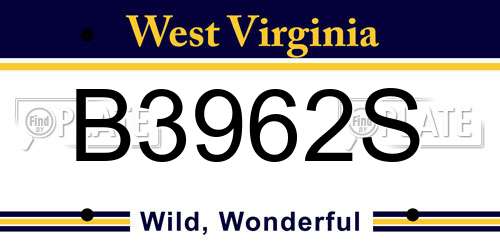 B3962S West Virginia License Plate