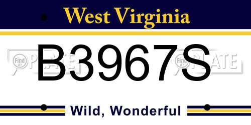 B3967S West Virginia License Plate