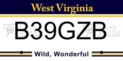 B39GZB West Virginia License Plate