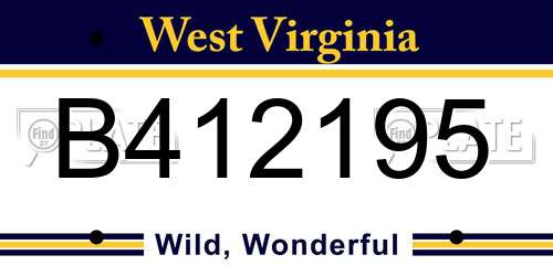 B412195 West Virginia License Plate