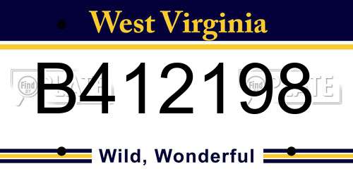 B412198 West Virginia License Plate