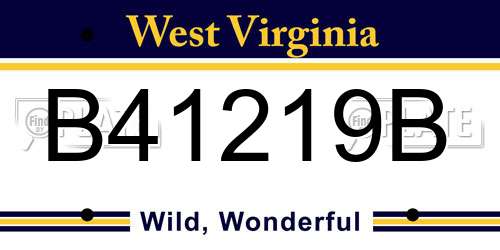 B41219B West Virginia License Plate