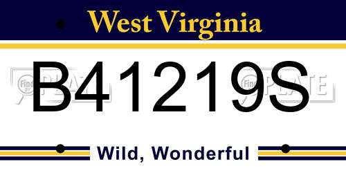 B41219S West Virginia License Plate