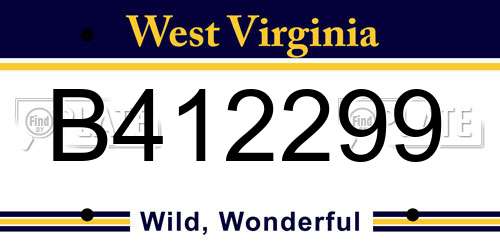 B412299 West Virginia License Plate
