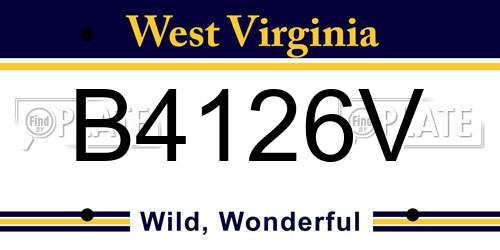 B4126V West Virginia License Plate
