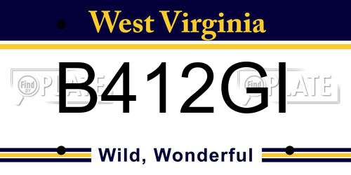 B412GI West Virginia License Plate