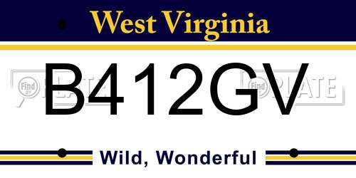 B412GV West Virginia License Plate