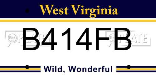 B414FB West Virginia License Plate