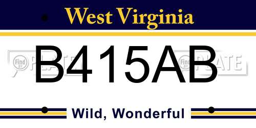 B415AB West Virginia License Plate