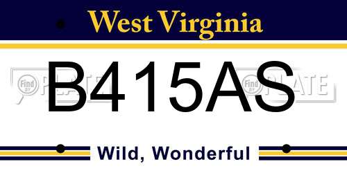 B415AS West Virginia License Plate
