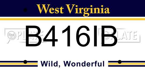 B416IB West Virginia License Plate