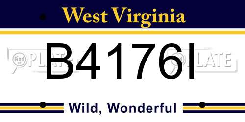B4176I West Virginia License Plate