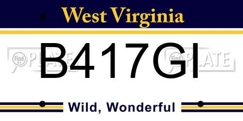 B417GI West Virginia License Plate