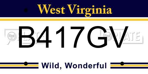B417GV West Virginia License Plate