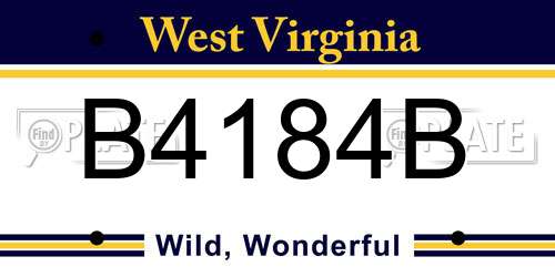 B4184B West Virginia License Plate