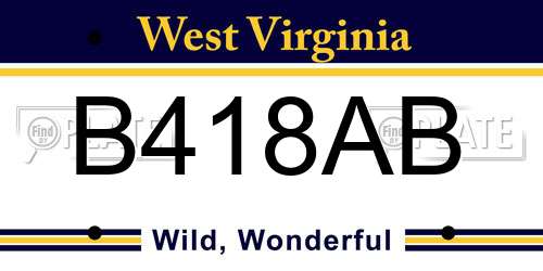 B418AB West Virginia License Plate
