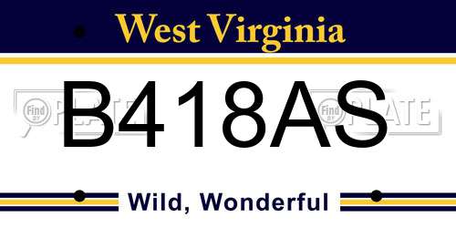 B418AS West Virginia License Plate