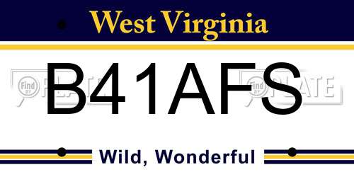 B41AFS West Virginia License Plate