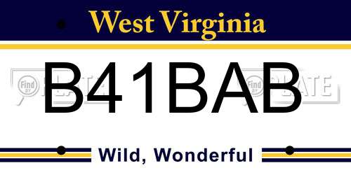 B41BAB West Virginia License Plate