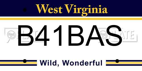 B41BAS West Virginia License Plate