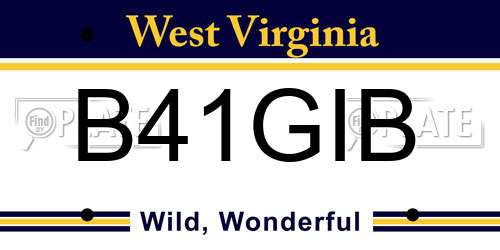 B41GIB West Virginia License Plate