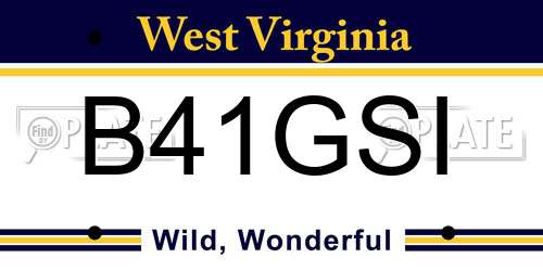 B41GSI West Virginia License Plate