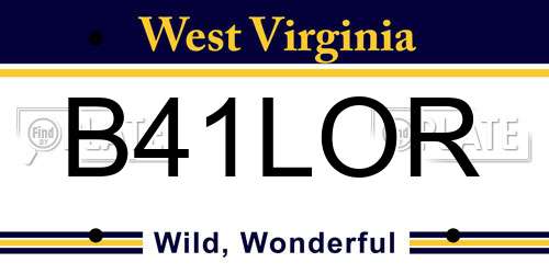 B41LOR West Virginia License Plate