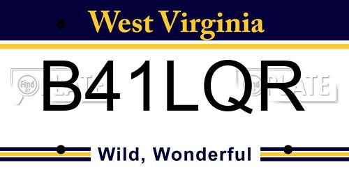 B41LQR West Virginia License Plate