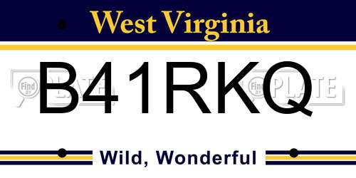 B41RKQ West Virginia License Plate