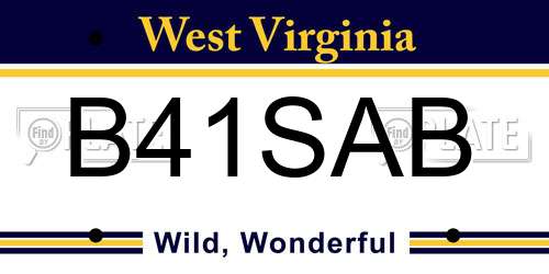 B41SAB West Virginia License Plate