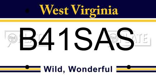 B41SAS West Virginia License Plate