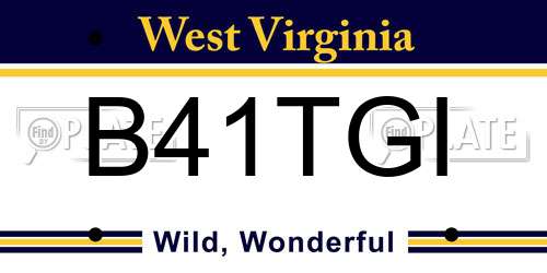 B41TGI West Virginia License Plate