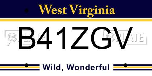 B41ZGV West Virginia License Plate