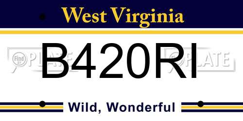 B420RI West Virginia License Plate