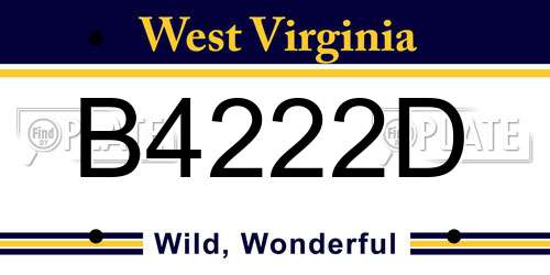 B4222D West Virginia License Plate