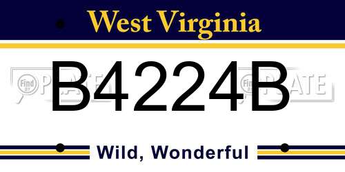 B4224B West Virginia License Plate