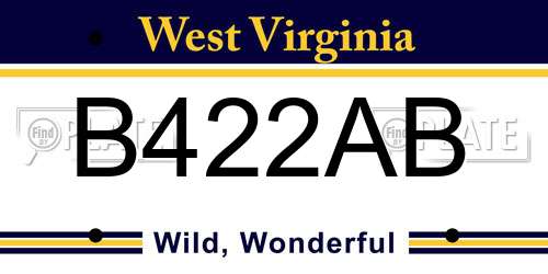 B422AB West Virginia License Plate
