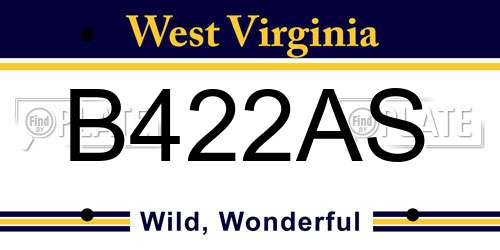 B422AS West Virginia License Plate