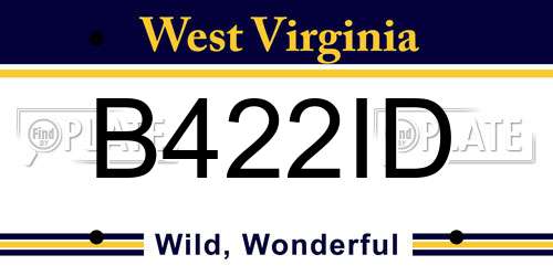 B422ID West Virginia License Plate