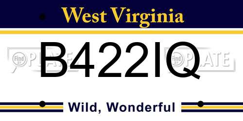 B422IQ West Virginia License Plate